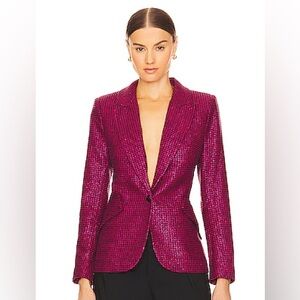 L'AGENCE NWT $840  pink and black houndstooth sparkle Chamberlain Blazer